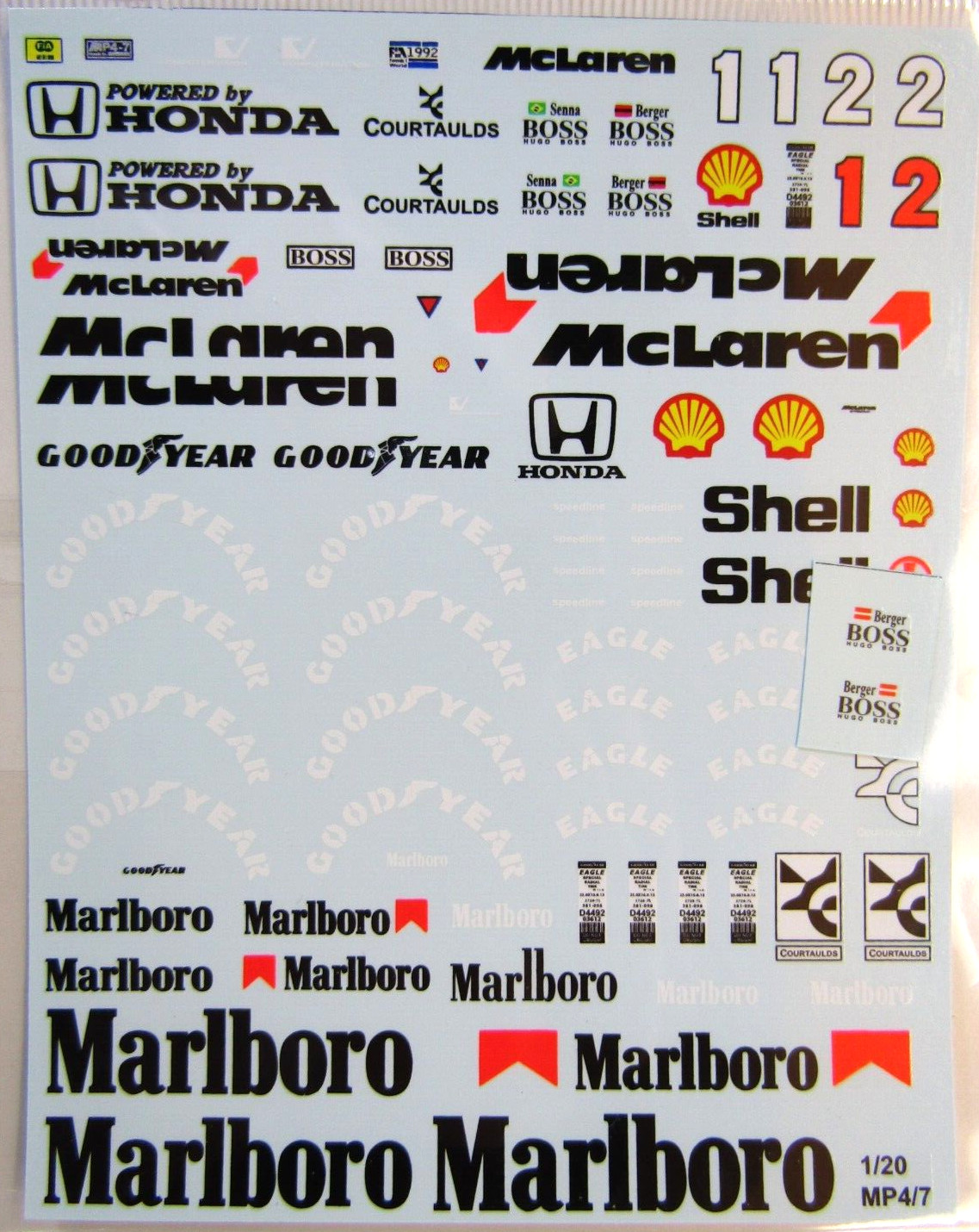 Decalpool 1/20 Mclaren MP4/7 Full Sponsor Decal Sheet # DP024 for Tamiya kit
