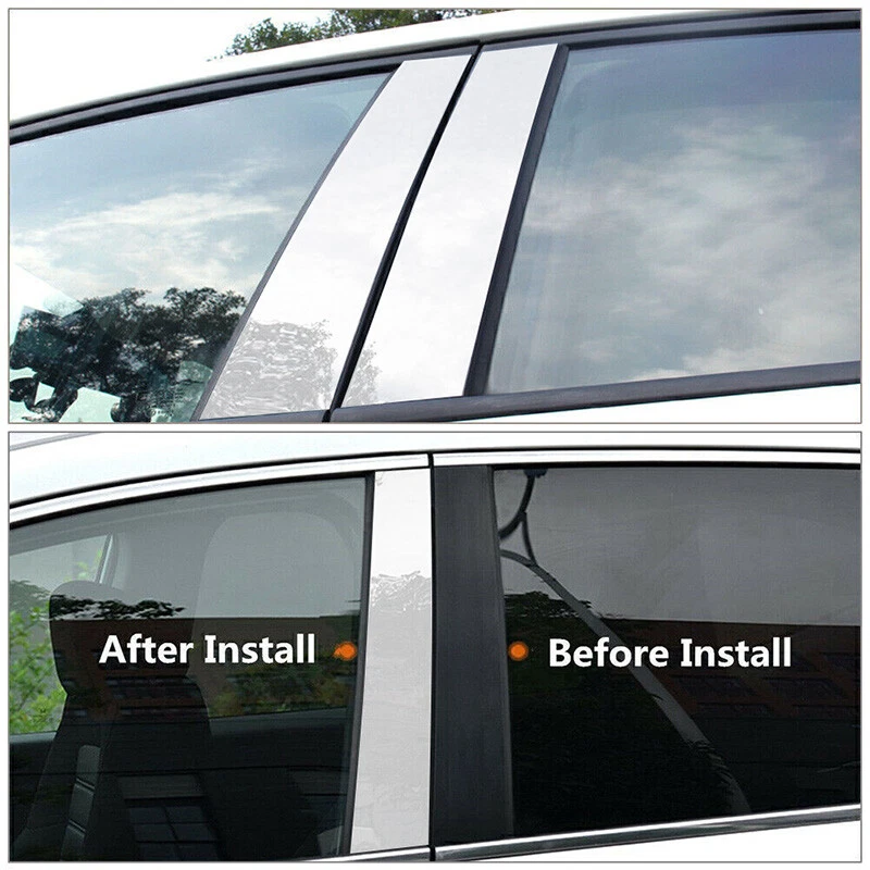 Conjunto de 6 peças de postes de pilar cromados guarnição lateral da porta ajuste para Honda Pilot 2009-2015 - Imagem 2 de 4