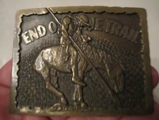 END OF THE TRAIL THEME BELT BUCKLE - SOLID BRASS - GW-1