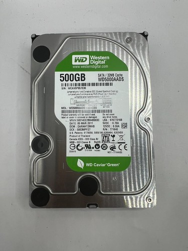 WESTERN DIGITAL CAVIAR GREEN WD500AADS 500GB 7.2K RPM 3Gb/s 32MB 3.5 ...
