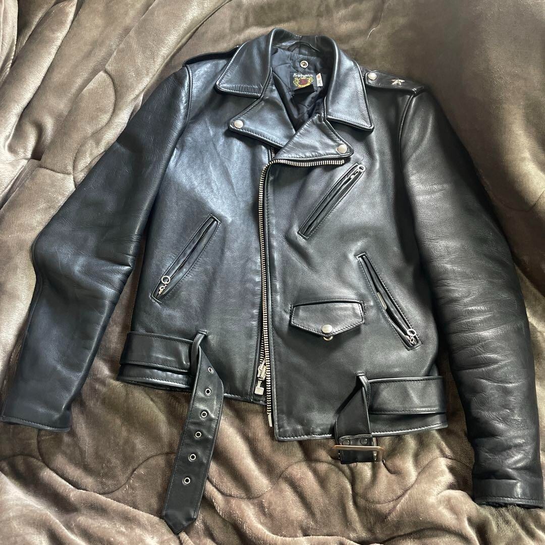 schott 　38 Schott Black Leather Riders Jacket 38 One Star Current Tag #0124