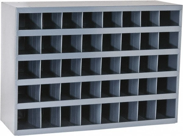 Durham Shelving Unit with 40 Open Bins, 12" Deep, Gray Gloss Powder Coated Steel