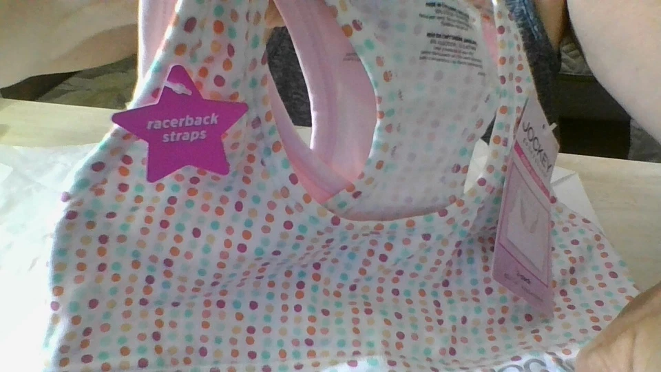 Jockey 2-Pack девочек средний (7/8) Bralettes новый с Ярлыками спортивная спина хлопок/спандекс розовый/точка - Изображение 2 из 4