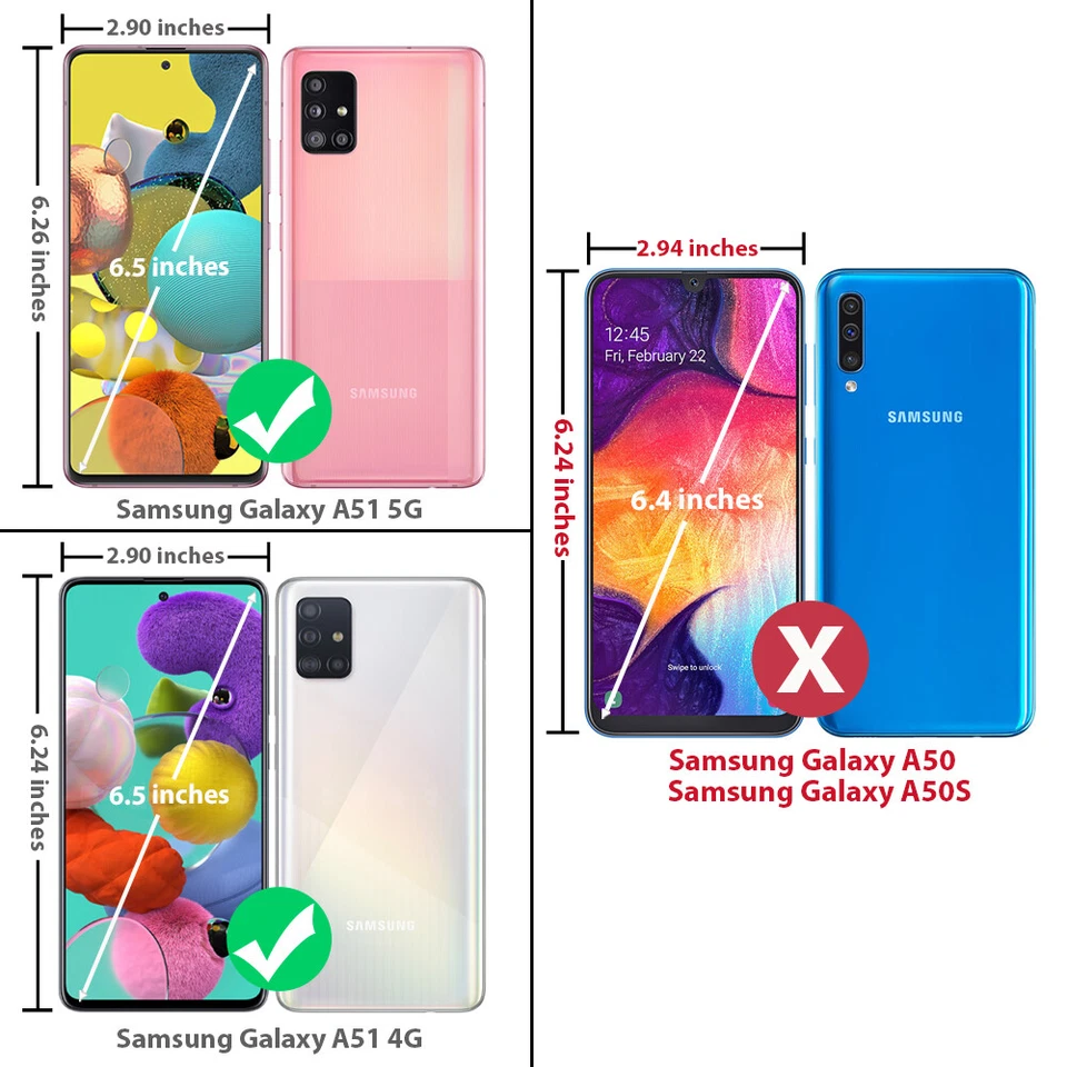 [Paquete de 3] Protector de pantalla de vidrio templado transparente TJS para Samsung Galaxy A51 5G/4G Foto 2 de 4