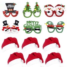 Six Christmas Glitter Party Glasses, Six Christmas Decorations - 12 Pieces Total