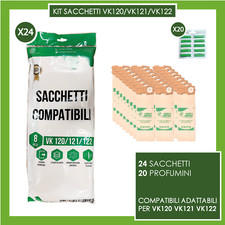Kit 24 Sacchetti per Folletto VK 120 121 122 + 20 Profumi Ricambi vk120 vk121