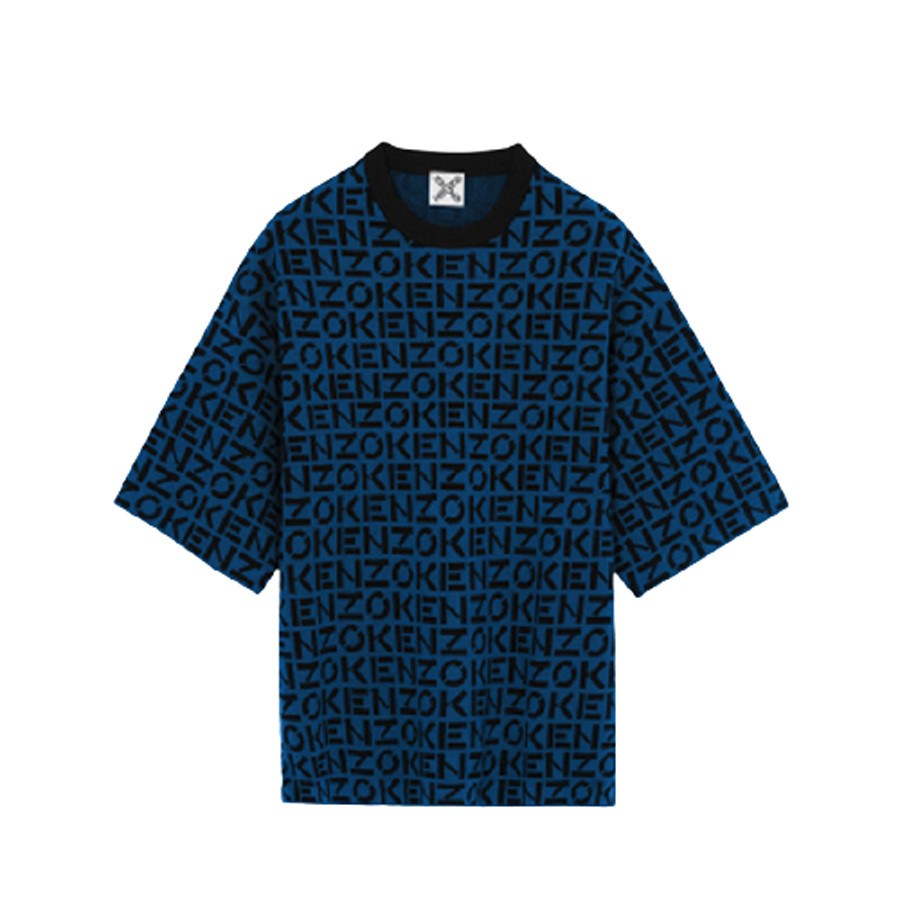 Вязаный свитер Kenzo Mens Sport Oversize Monogram SS выполненный чернилами FB65PU6383SC - АБСОЛЮТНО НОВЫЙ 30290₽