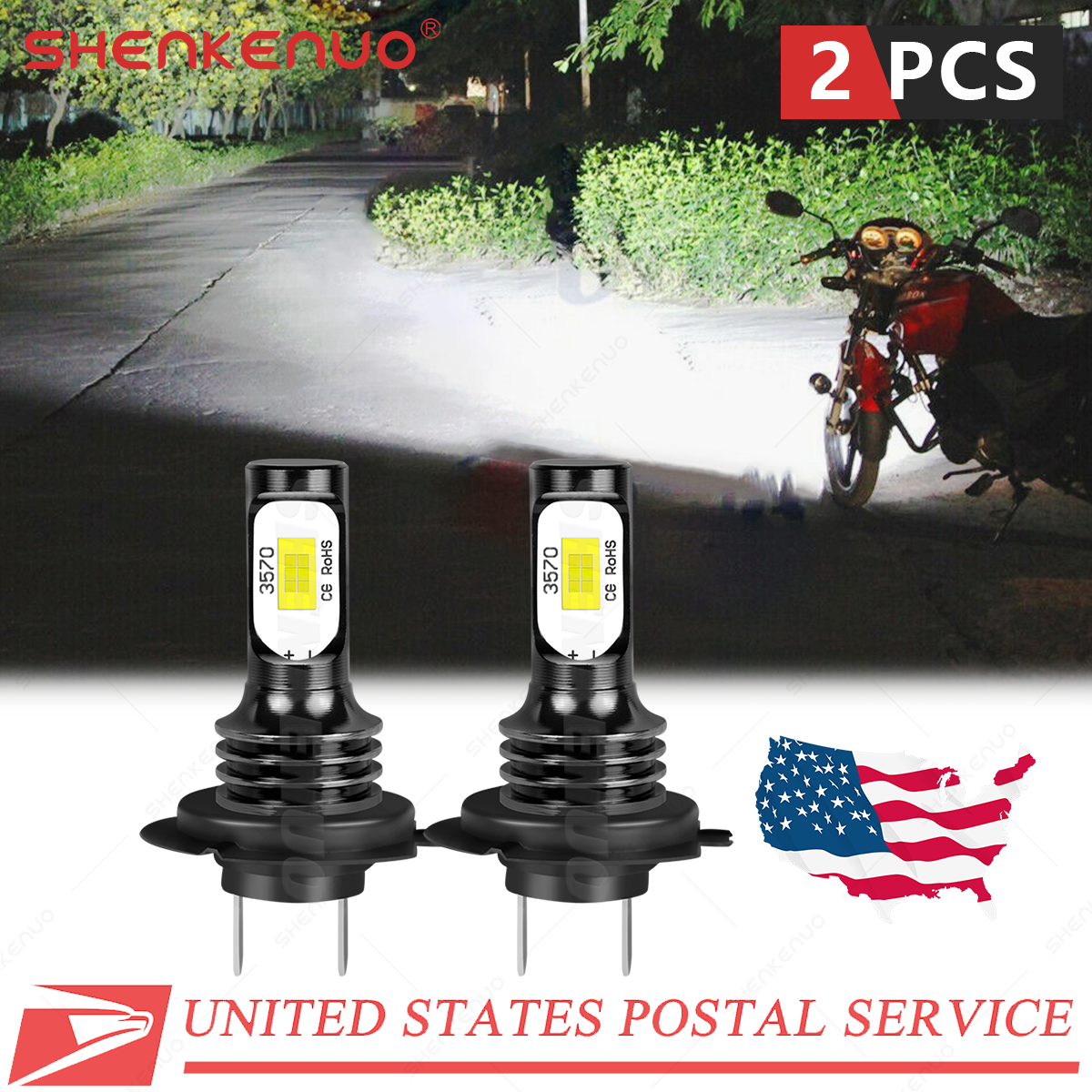2-Pack H7 6000K LED Headlight Bulbs For BMW S1000RR (2009-2018) & S1000XR