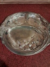 1998 Arthur Court Polished Metalware Baby Plate With Duckling Design