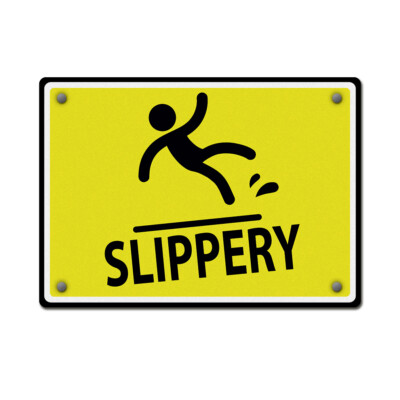 Horizontal Metal Sign Slippery Clean Caution Weatherproof Street Signage