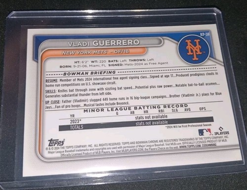 2024 Bowman Chrome SAPPHIRE Vladi Guerrero 1st Prospect NY Mets SP #250 - Picture 2 of 2