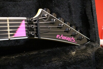 Open Box Edwards E-AL-166 Pink Sawtooth Black Electric Guitar 