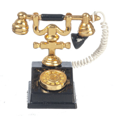 Melody Jane Dollhouse Miniature Black Vintage Telephone - 1:12 Scale Accessory - View #11
