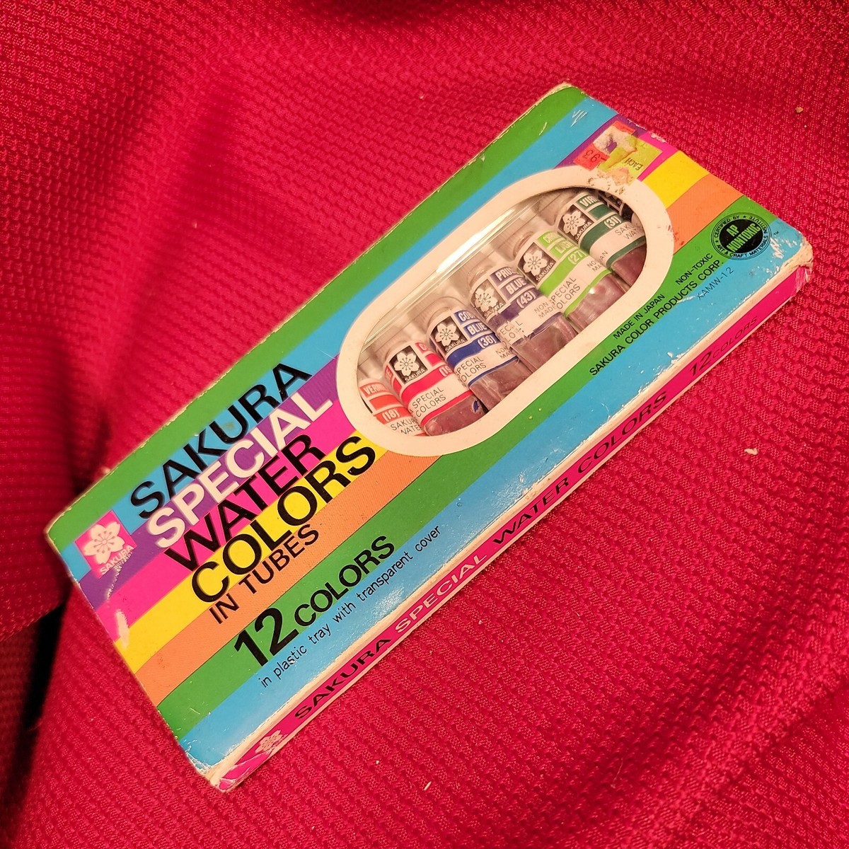 SAKURA SPECIAL Water Colors paint Tubes 12 Color Tray Set Vintage