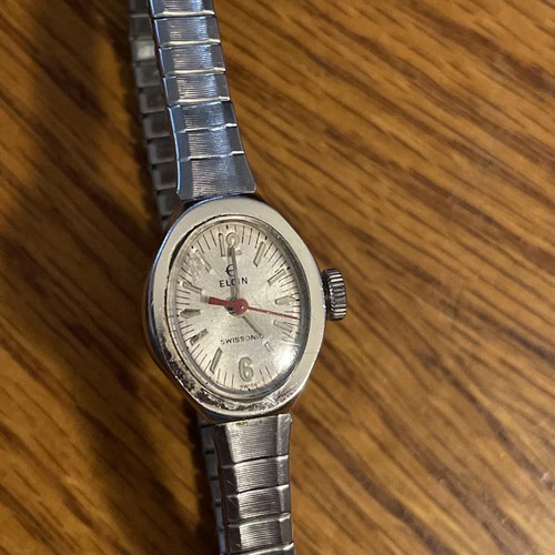 Elgin Swissonic Damenuhr Vintage 1970er Jahre Silberton & Elgin Elektrouhr - Bild 2 von 20