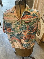 Vintage 1950s Hawaiian Aloha shirt tahitian hand screened scenic japan Medium