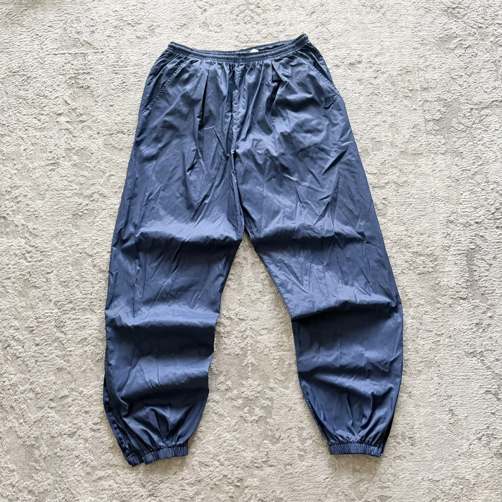 Vintage 90s Nike Windbreaker Track Pants Mens XL Blue Swoosh Ankle Zip Joggers