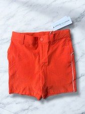 NWT Janie and Jack Boys Size 3 Solid Casual Shorts Stretch Orange White Trim