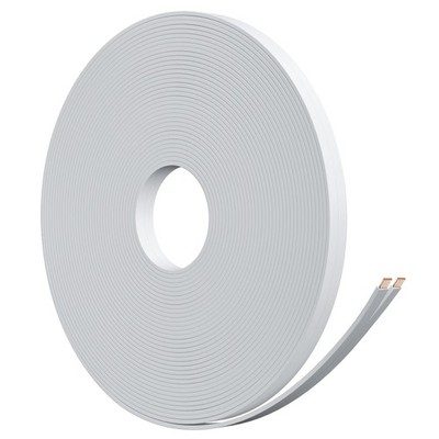 HiFind Premium 16 Gauge Flat Speaker Cable Wire 50 Ft White, OFC Electrical L...