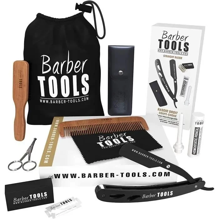 Kit Entretien Barbe Rasage : Brosse, Peigne, Ciseaux, Rasoir, Coupe-choux - Photo 3/4