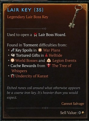 DIABLO 4  Lair Key Schlüssel Boss Mats x100 SEASON 13 D4 SC PS PC XBOX