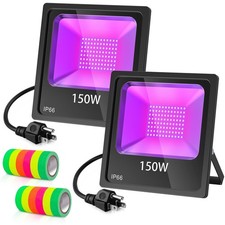 2-PACK Black Lights 150W LED Blacklight For Music Stage Halloween Body Painting