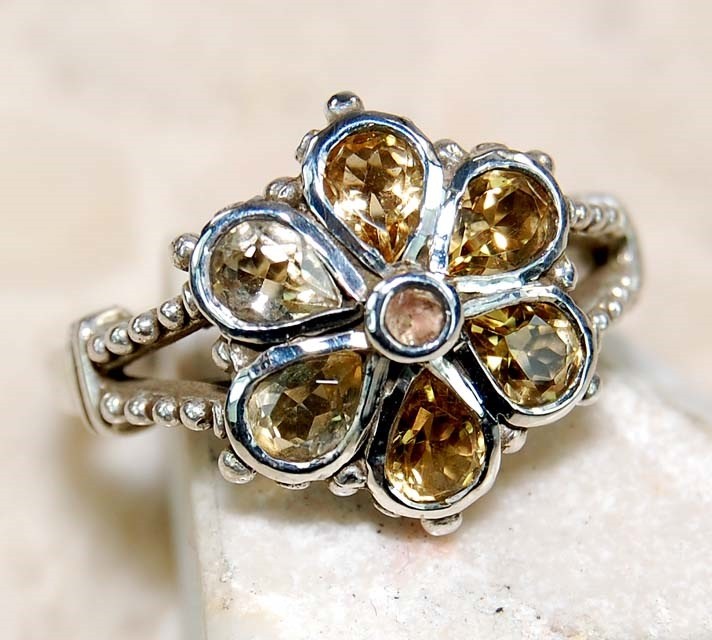 1CT  Citrine 925 Sterling Silver Filigree Ring Sz 7 PC9-4