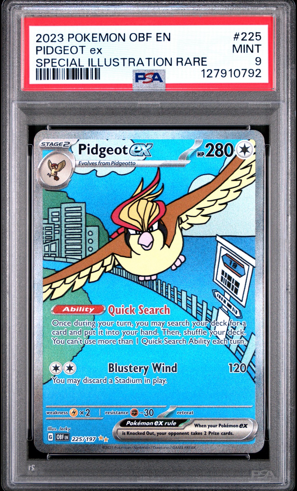2023 POKEMON OBF EN-OBSIDIAN FLAMES SPECIAL ILLUSTRATION RARE PIDGEOT EX PSA 9