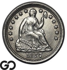 1857 Seated Liberty Half Dime *Tough This Nice* Lustrous Choice BU