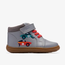 Clarks Boys Flash Retro Toddler Grey Ankle Boots,High Tops,Riptape Leather