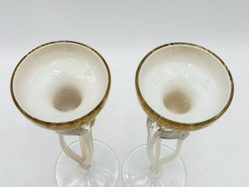 Jozefina Krosno mundgeblasen Kunstglas Kerzenhalter Stab Polen 9” & 10-1/4” - Bild 7 von 13