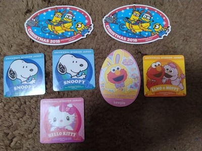 Universal Studios Japan USJ Sticker Set Minions Snoopy Hello Kitty Elmo Moppy