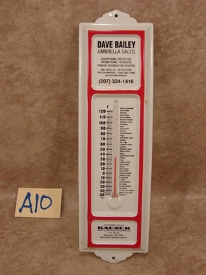 A10B VINTAGE WALL THERMOMETER DAVE BAILEY UMBRELLA SALES SPRINGVALE MAINE
