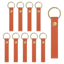 10 Pcs PU Leather Laser Engraving Keychain Blanks Orange, 4.5" x 0.6" 