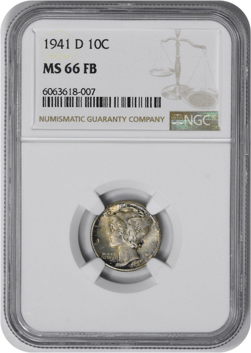 1941-D Mercury Silver Dime MS66FB NGC