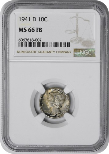 1941-D Mercury Silver Dime MS66FB NGC