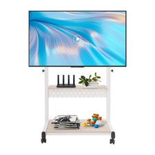 TV Stand Mobile Trolley For 43-86 Inch Screens With Storage Shelves White