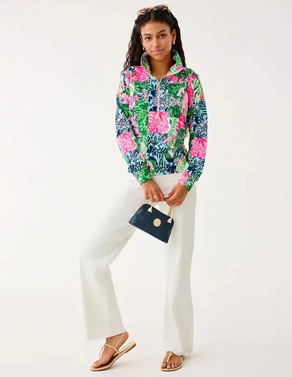 NUEVO CON ETIQUETAS Lilly Pulitzer UPF 50+ Pullover Eleni Multi Fiesta Punch Parche, Elige Talla Foto 4 de 4