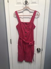 Loft Dress Linen Cotton Button Down Sleeveless Belted Mini Pink 6 Barbiecore