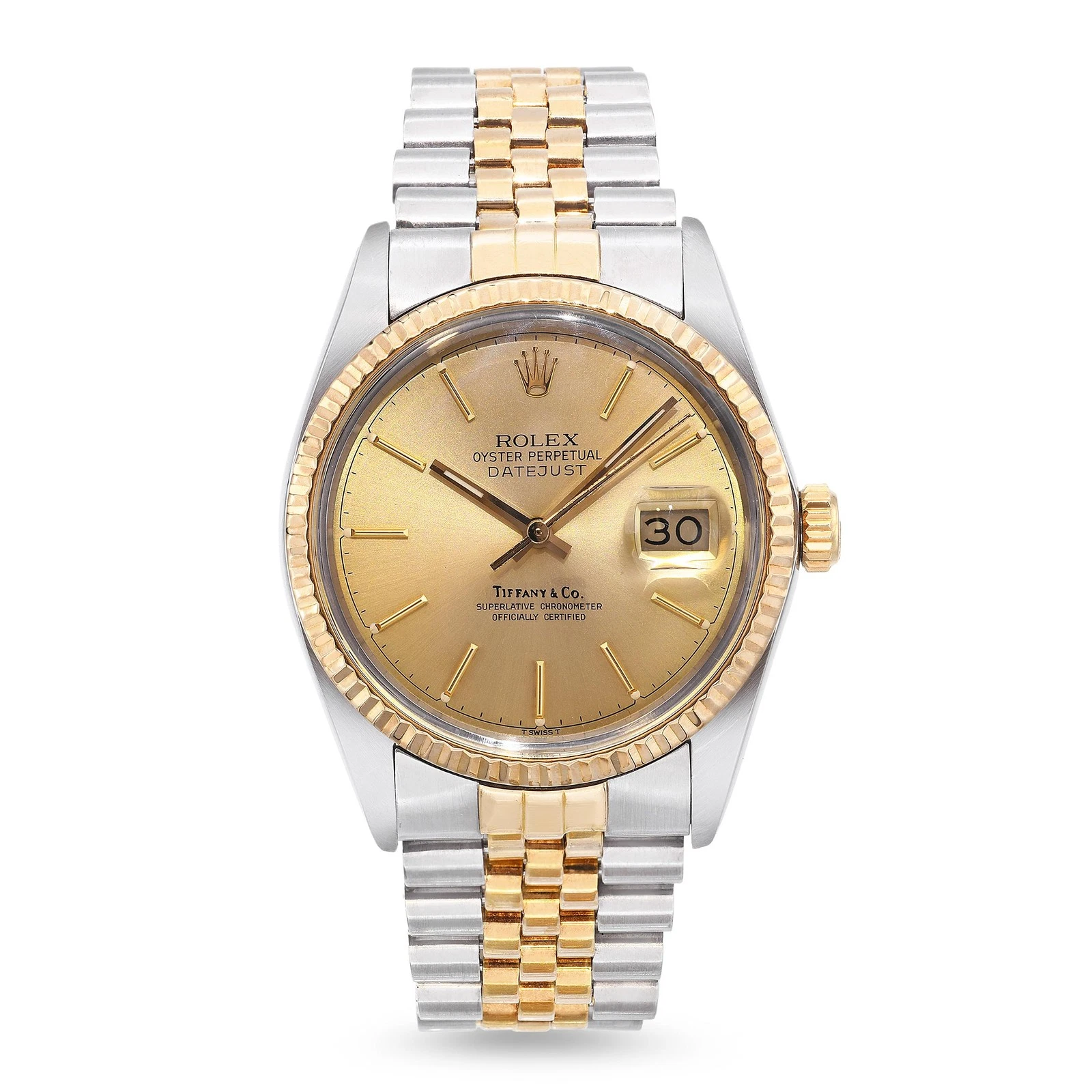 Rolex — Vintage Rolex Two Tone Datejust Tiffany & Co Dial Men's Watch Ref. 16013