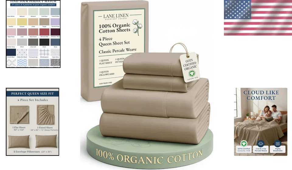 Hotel Quality Queen Size Percale Cotton Sheets - Image 2 of 4