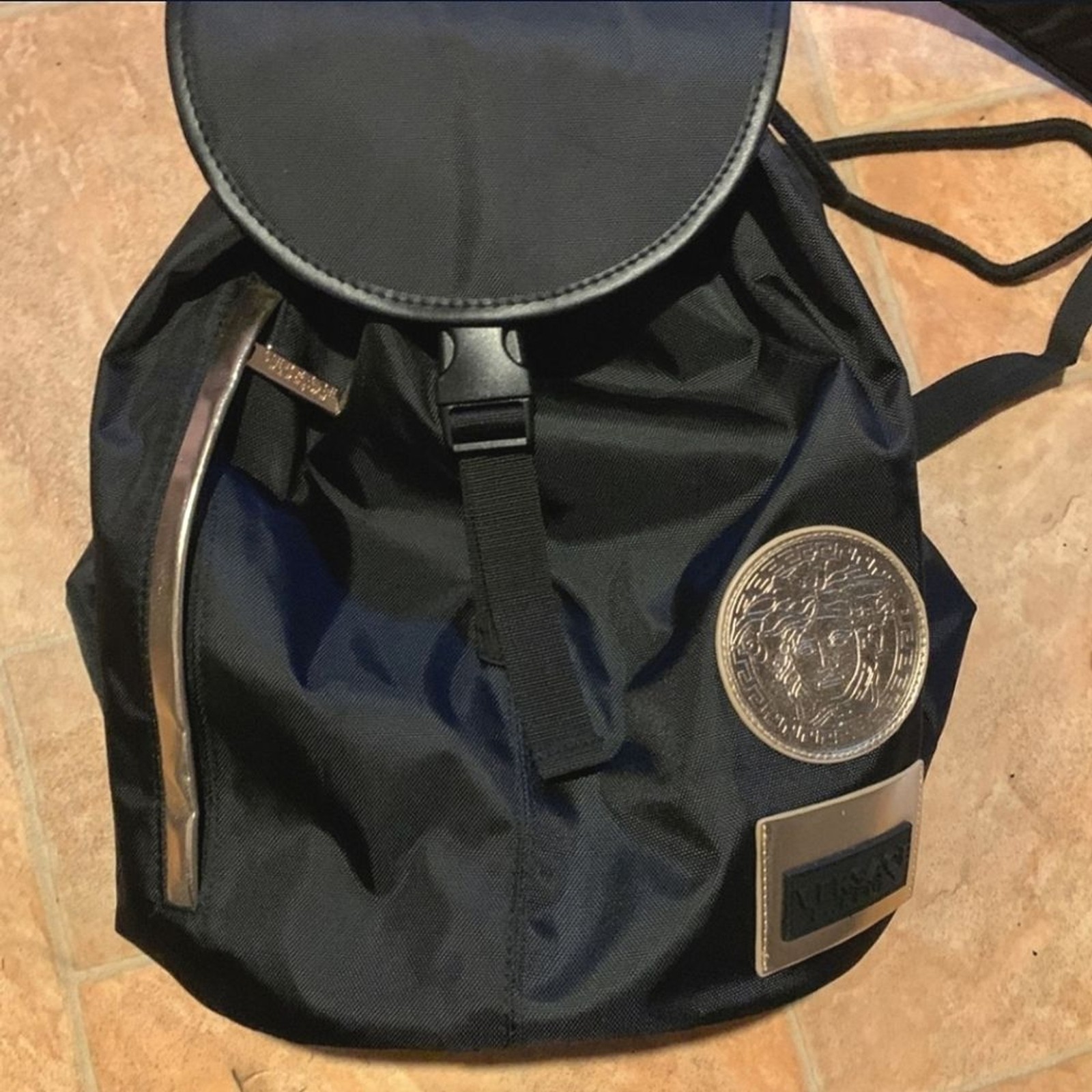 Versace Designer Black Silver Backpack - image 1