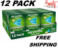 12 x Nicorette ORIGINAL Chewing Gum 2mg 210 Pieces 2520GUM "FREE SHIP FROM USA"