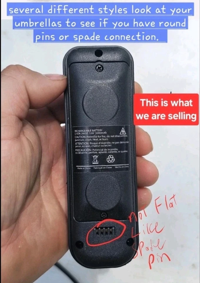 Batería Recargable Li-ion 26650 3.6V 5000mAh SunVilla 10' Redonda Solar LED Umbr Foto 2 de 4