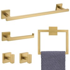 Towel Bar Set 5-Piece Brushed Gold Bathroom Hardware Set Gold Bathroom