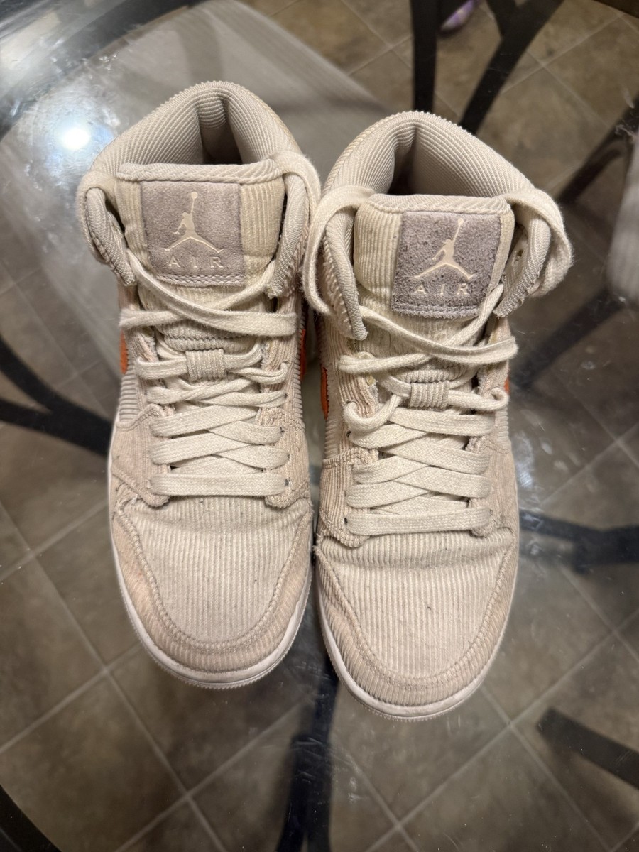 Nike Air Jordan 1 Mid SE Corduroy/ Sail + Orange Colorway | eBay
