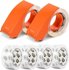 6 Rolls Packing Tape with 2 Dispensers, 390 Yds Total, 1.88 Inch X 65 Yds Heavy