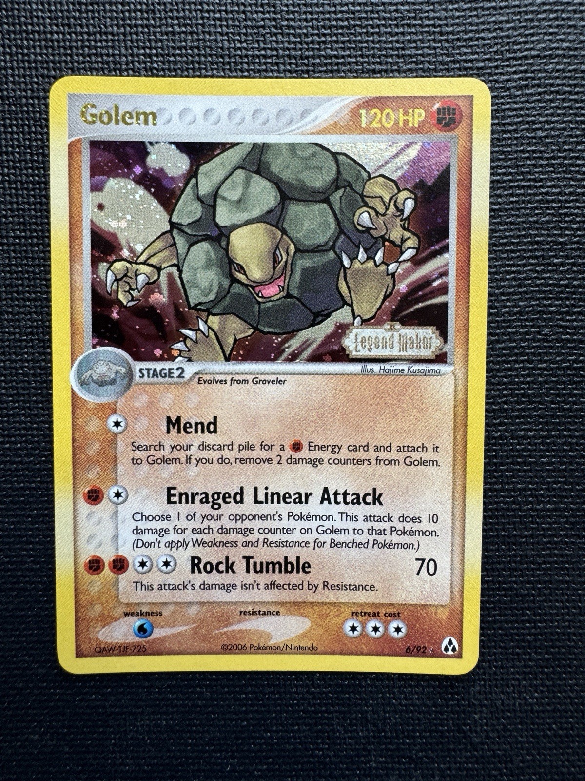 Golem 6/92 EX Legend Maker Reverse Holo Stamped Pokemon Card NM