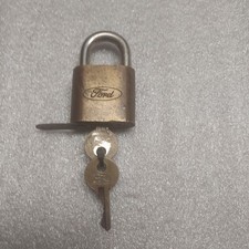 Vintage Oval Script Ford Brass Padlock W Both Original Ford Keys
