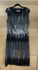 Gina Bacconi Size 12 Silver Black Sequin Dress Party Evening Occasion BF7